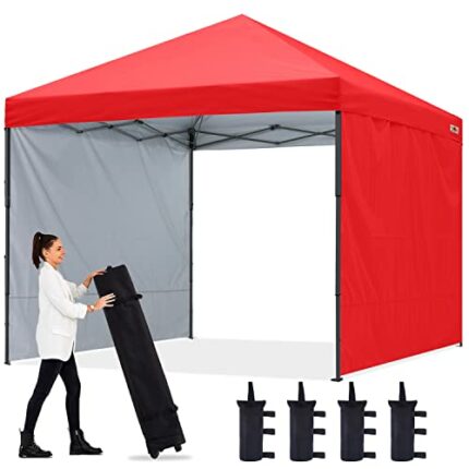 ABCCANOPY 2x2M Pop up Gazebo With Two Sun Walls Fully Waterproof Commercial Instant Shelter,Wheeled Bag,Sandbags x4,Stakesx4（Gray Frame）