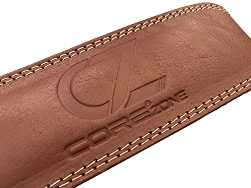 COREZONE Genuine Leather 4" Weight Lifting Belt for Men and Woman Gym Belt Lumbar Back Support for Deadlifts Squats Powerlifting Weightlifting He