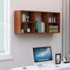 PIBM Wooden Wine Rack Wall-Mounted Modren Simple Storage Shelf Separate Stable Easy to Store J1029, Teak , 120 × 24 × 50cm