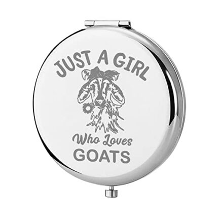 KEYCHIN Goat Pocket Mirror Goat Lover Gift Just A Girl Who Loves Goats Compact Makeup Mirror for Women Girls Teenagers (Goat Mirror)