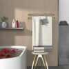 Towel Rail, No Drilling Bathroom Towel Rail, Self Adhesive Wall Mounted Double Hand Towel Holder Made of 304 Brushed Stainless Steel for Bathroom