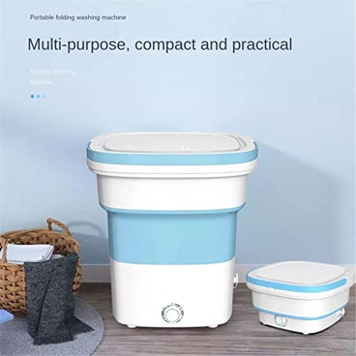 XYZMDJ Folding Washing Machine Portable Underwear Washing Mini Dehydrated Dewatering Washer (Color : Blue, Size : 36cm)