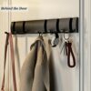 DMYMAT Black Wall Coat Rack with 6 Hooks, Waterproof Heavy Duty Coat Wall Hooks, Space Aluminum Material, Folding Hideaway Towel Hanger Hooks Wal