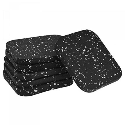uxcell Treadmill Mat-3.9"x3.9" Exercise Equipment Mat for Floor Protection Sound Reduction, Black White 6Pcs