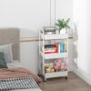 Sywhitta 3-tier Storage Rack on Wheels, Kitchen Storage Utility Cart, Rolling Storage Rack for Bedroom, Bathroom, Office, White