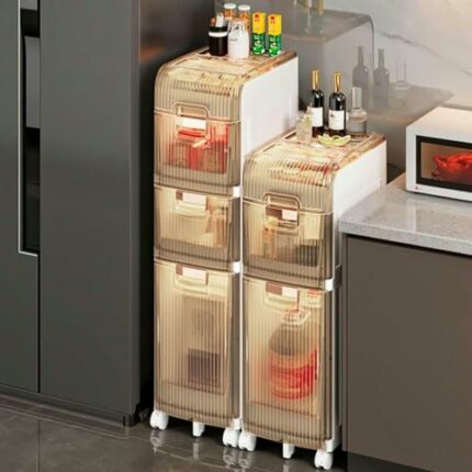 Bathroom Storage Cabinet for Small Spaces, Corner Bathroom Organizer Sets, Toilet Vanity Cabinet, Slim Toilet Paper Storage Cabinet,21cm,2 Tier