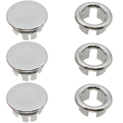 LRMYS Wash Basin Overflow Ring Set, Chrome Plating Round Overflow Hole Cover for Bathroom Kitchen Sink Toilet Washing Basin, 6 Pack 3 Rings & 3 C