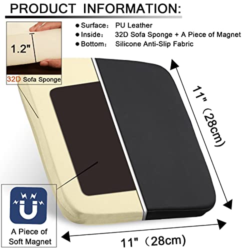 BUYUE Enhanced Anti-Slip Magnetic Bar Stool Cushion 1 Piece, Luxury PU Leather Waterproof Small Seat Cushion for Café Bistro Stackable Metal Stoo