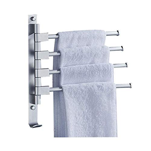 N/A Space Aluminum Swing Out Towel Bar Folding Arm Swivel Hanger Bathroom Storage Organizer Wall Mount, (Size : 4 arm)
