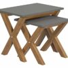 Amazon Brand - Movian Rectangular Nest of Tables, Natural Solid Oak Legs and Grey Color Painted Top, 60 cm x 43 cm x 44.8 cm / 42 cm x 43 cm x 36