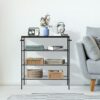 YBING Shoe Rack 4-Tier Shoe Organizer for Entryway 9-12 Pairs Shoe Storage Rack Freestanding Shoe Storage with 3 Metal Mesh Shelves and Wooden To