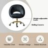 FABRICATION HAUS Desk Home Swivel Office Chair Velvet Height Adjustable Armless Padded Cushion Task with Gold Base Mid Back Comfy Computer Chair