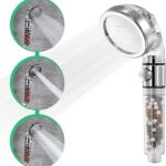 StoneStream® Shower Head Eco Power- Original High Pressure Multi Functional Ionic Shower Head with 3 Spray Settings — with EcoStop Button for Non
