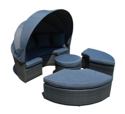 Homeflair Modular Daybed Sofa Rattan Polyethylene Weave Outdoor Furniture Long Lasting Large Dark Grey
