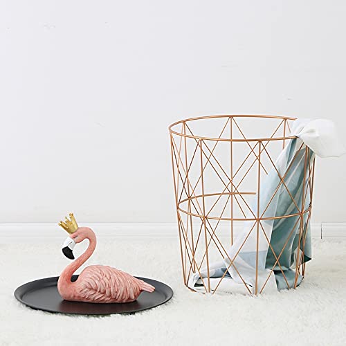 JYDQM Iron Bedside Table Minimalist Metal Small Table Bedroom Personality Small Coffee Table (Color : Rose gold+white, Size : L)
