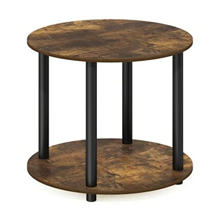 Furinno 2-Tier Round Wooden Coffee Table, Amber Pine, 1-Pack