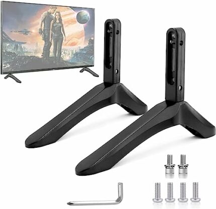 Universal TV Stand Base Replacement, TV Stand Legs, Small Black TV Riser, Portable TV Stand Mount for Bedroom Living Room Corner, Compatible with