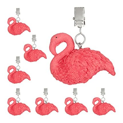 Relaxdays Flamingo Tablecloth Set of 8 Polyresin Cloth Outdoor and Indoor Table Weights Pink, 90% 10% Iron, 8er Set