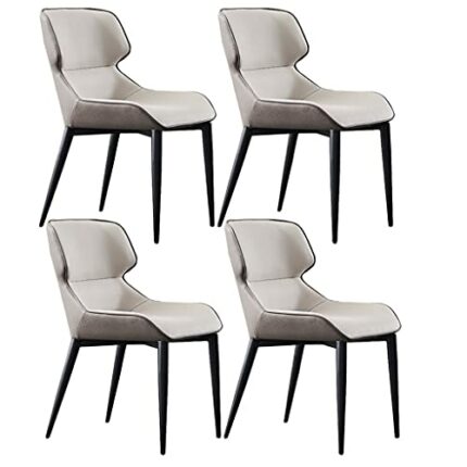 Kitchen Dining Room Furniture Chairs Water Proof PU Leather Dining Chairs Set Of 4 High Back Padded Soft Seat Lounge Chair For Lounge Dining Kitc