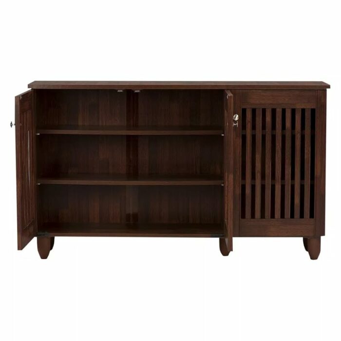 ZCMEB Home Hallway 3-Door Wooden Entryway Shoes Storage Wide Cabinet Shoes Rack Shoe Storage