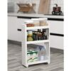 SONGMICS Rolling Trolley Narrow Storage with 3 Shelves for Kitchen Bathroom Cellar 17 cm Wide KFR09WT