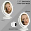 Aesfee LED Lighted Makeup Vanity Mirror Rechargeable, 1x / 7x Magnification Double Sided Magnifying Mirror with Dimmable Touch Screen, Portable I