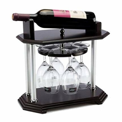 ZYZMH Countertop Wine Rack, Decorative Tabletop Wine Bottle Holder, Black, Friendly and Tasteless