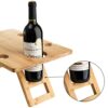 Youeon Portable Wine Picnic Table with 5 Wine Glasses Holder, Foldable Champagne Picnic Snack Table, Wine and Cheese Table for Picnic, Camping, P