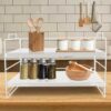 Desk storage rack, desk organiser, multipurpose bookcase for office, home, desktop display shelf, desk stand, bookcase (white shelf, white board,