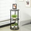 VIEWALL Small Side Table Round Wood Living Room Table 38x38x78 cm, 3 Shelves Modern Bedside Table Coffee Table for Living Room Bedroom Dining Roo