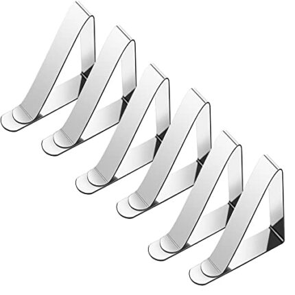 MIN-XL Tablecloth Clips, 6 Pieces Stainless Steel Table Cover Clamps, Adjustable Table Cloth Holders Clips for Outside, Home, Dining, Picnic, Par