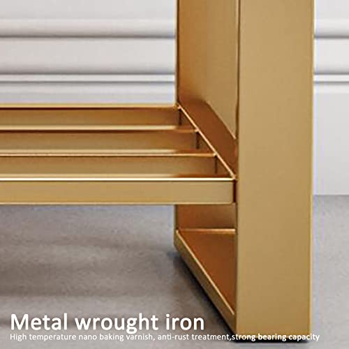 Luxury Shoe Rack Organizer,Comfortable Footrest Stool for Bedroom,Entryway Pu Leather Shoe Storage Bench,Modern Metal Shoe Bench with Upholstered