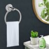 Towel Rack, Bathroom Towel Holder, Chrome Towel Rings for Bathrooms, Hand Towel Rail, Towel rack wall mounted, 6.3 Inch Diameter, Kitchen Towel H
