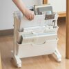 Qcwwy Mobile Bookshelf on Wheels, Movable Bookshelf 3 Layers Large Capacity Nightstand with Wheels Bookcase Under Desk Office Cart Magazines File