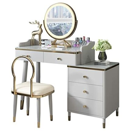 NXYDD Scandinavian Style Female Bedroom Dresser, Full Set of Dressing Table Furniture with LED Lights Home.