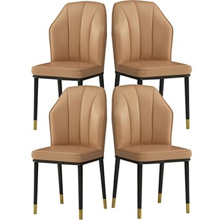 dining chair Kitchen Dining Room Furniture Chairs Modern Dining Chairs Set Of 4 Water Proof PU Leather Kitchen Chair with Metal Legs，High Back So