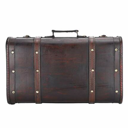 QIRG Wooden Suitcase, Vintage Antique Travel Double‑layer Treasure Chest Qld‑style Nostalgic Retro Large Decorative Box Storage Chest with Buckle