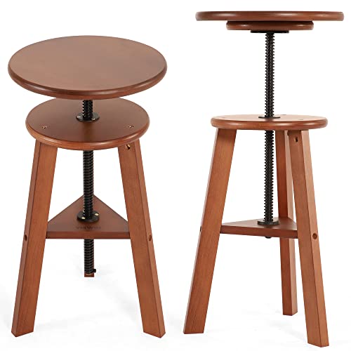 VISWIN Wooden Drafting Stool, 19-26" Adjustable Height, Solid Beech Wood Stool for Studio, Office, Home Kitchen, Bars, Artist Stool Chair for Pai