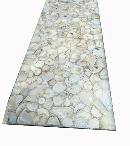 Gifts And Artefacts 36 x 48 Inches Luxurious Look Dining Table Top with Resin Art Rectangle Shaoe White Agate Stone Race Counter Top Slab for Kit