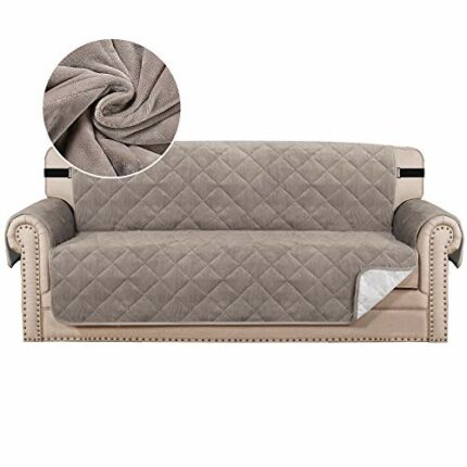 BellaHills Thick Velvet Sofa Covers Plush Couch Cover for 3 Cushion Sofa Slipcover Protector from Pets Dogs with Non Slip Backing and Wider Elast