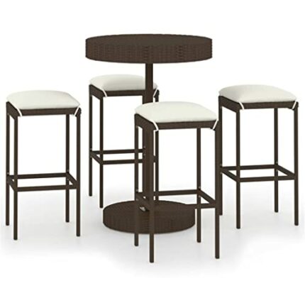WODMB 5 Piece Patio Bar Set With Cushions Poly Rattan Stylish Garden Bar Set Easy To Clean (Color : A, Size : One size)