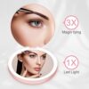 QearFun Luxurious Rhinestone LED Lighted Compact Mirror, Bling Portable Travel Makeup Jeweled Mirrors, 3.5 inch Rechargeable Mini Magnifying Pock