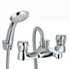ENKI, Quest, BBT0256, Chrome, Bath Shower Mixer Taps & Shower Attachment, Solid Brass, Easy Clean, Modern Design, Compression Valves, Easy to Ins