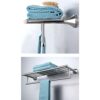 HIGOH Towel Racks, Bathroom Towel Rack Wall Mounted Towel Holder,Stainless Steel Double-Layer Towel Rack,Wall-Mounted Mirror Light Double-Layer T