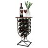 G TALECO GEAR Freestanding Wine Stand Rustic Style, Holds 14 Bottles of Wine Rack freestanding Floor, Decorative Wine Storage Rack, Stackable Met