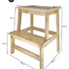 Wooden Utility Bamboo 2 Step Stool Natural Bamboo