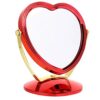 minkissy Heart Mirror Travel Makeup Mirror Rotatable Tabletop Mirror Double Sided Cosmetic Mirror with Base for Bedroom Bathroom Red