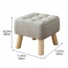 vepoty Fabric Padded Low Stool Household Small Stool Living Room Shoe Changing Stool Foot Stool with Non-skid Wooden Legs