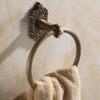 RAKUTE Solid Aluminium Wall-Mounted Round Antique Brass Color Towel Ring, Bathroom Towel Holder, Towel Rack for Bathroom Accessories Bathroom Rin