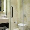 Stainless Steel Black Towel Ring and Toilet Paper Holder, 2 Pcs Bathroom Black Hand Towel Holder Wall Mounted and Towel Ring (Matte Black)